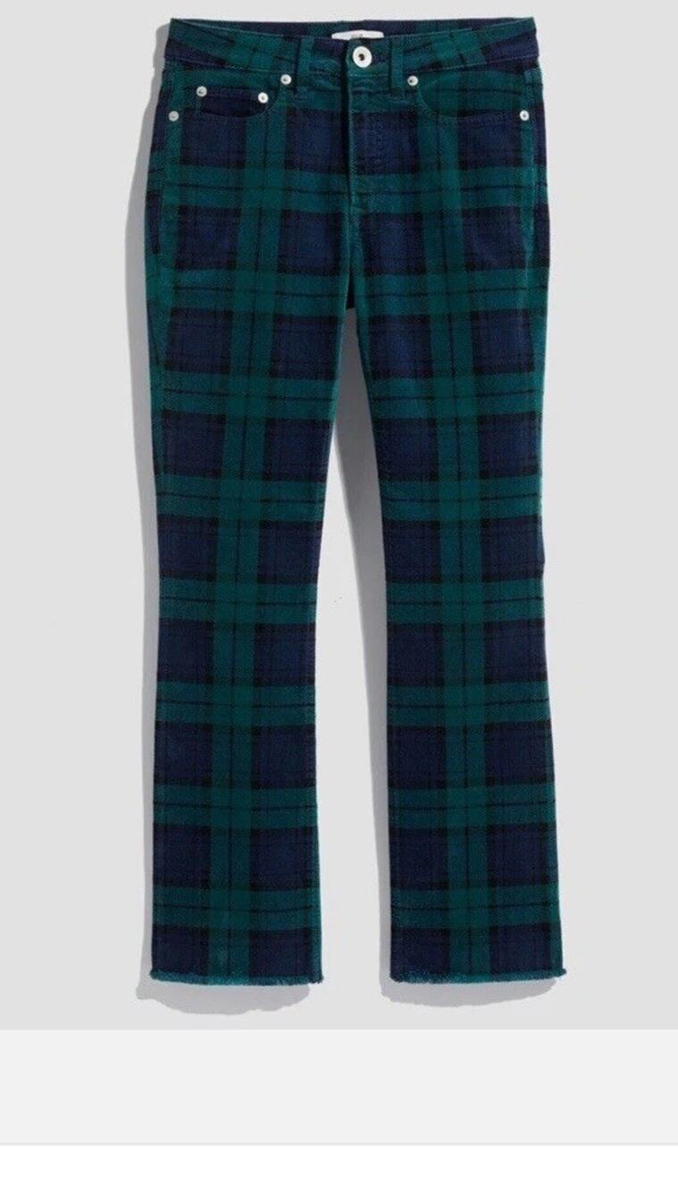Vineyard Vines NWT Plaid Pants Women 31 Navy Green Straight Leg